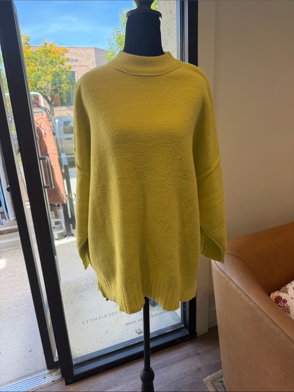 Free People Oversized Cowl Neck Sweater - Lime